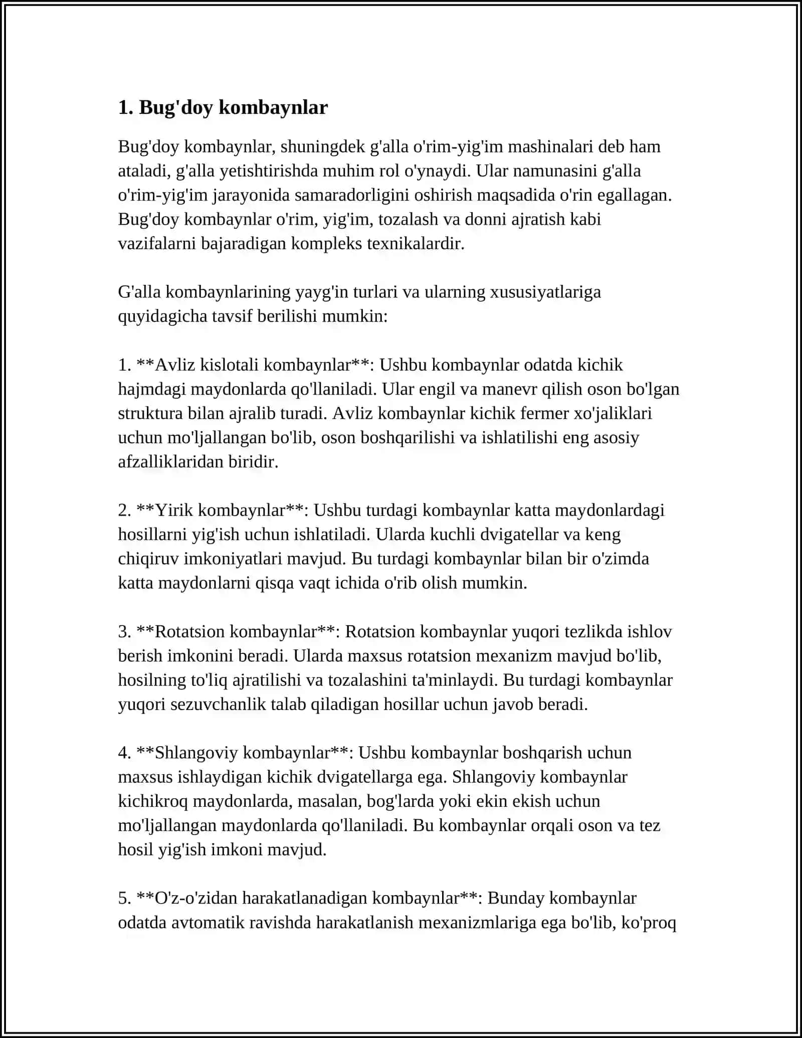 G'ALLA KOMBAYNLARINING TURLARI 3