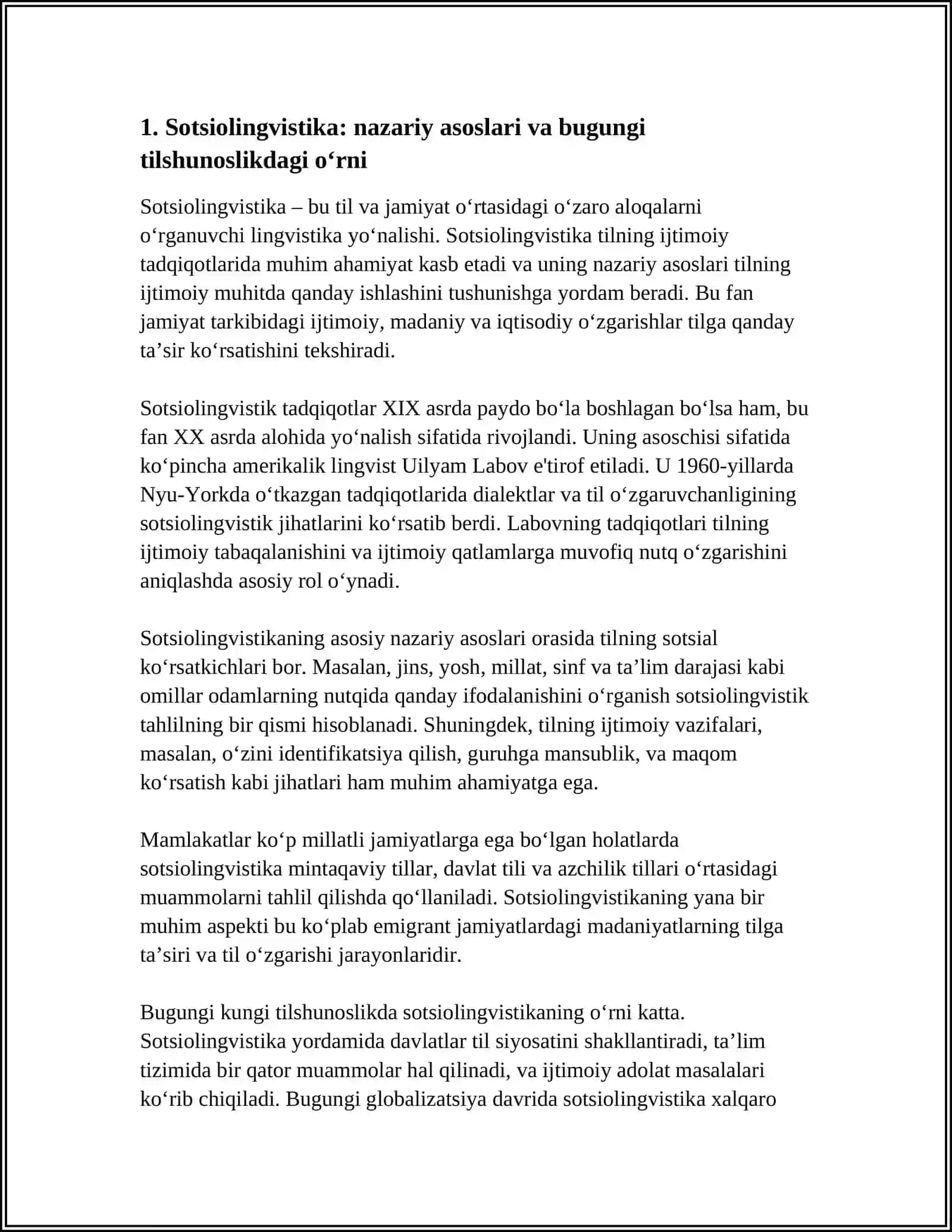 SOTSIOLINGVISTIKANING BUGUNGI KUN TILSHUNOSLIGIDAGI ORNI VA AHAMIYATI 3