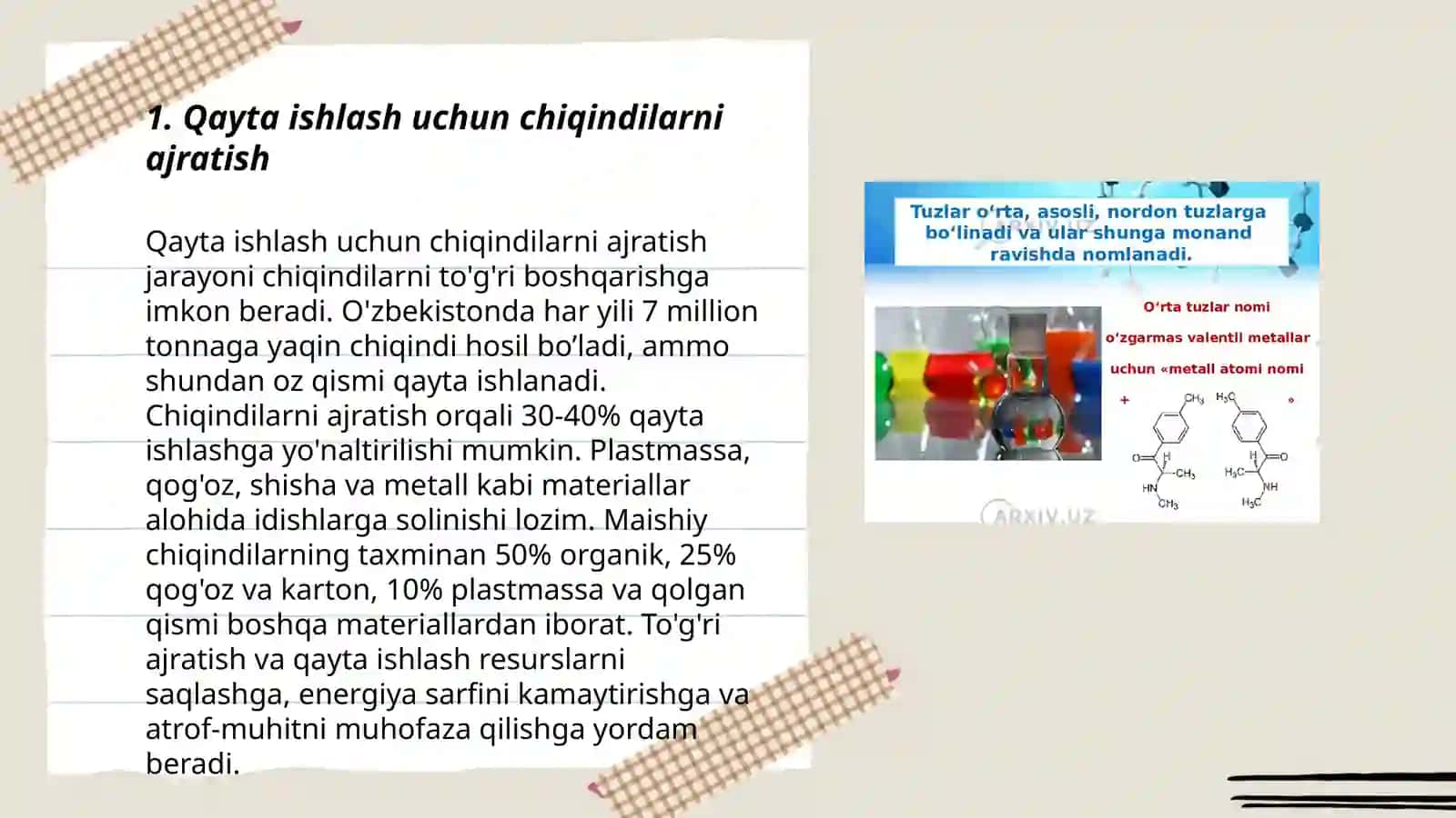Chiqindilar assortimenti va ishlatilishi 3