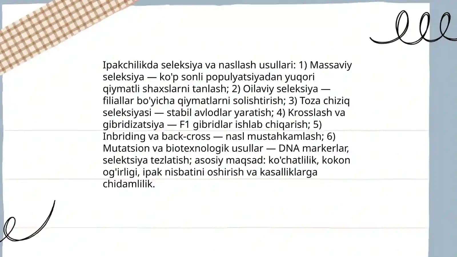 Ipakchilikda naslchilik ishlari 3
