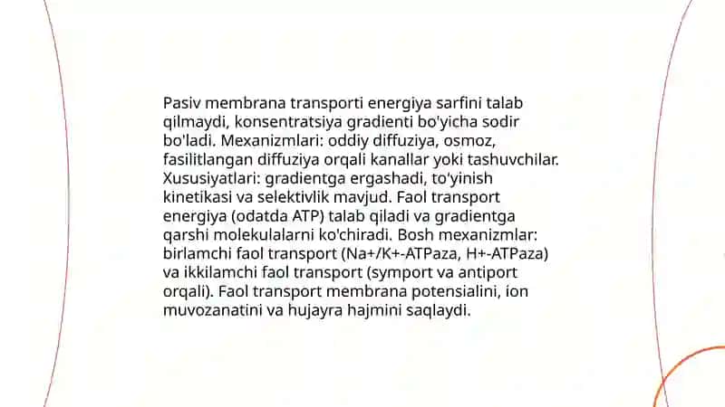 Membranalar orqali transport mexanizmi 3