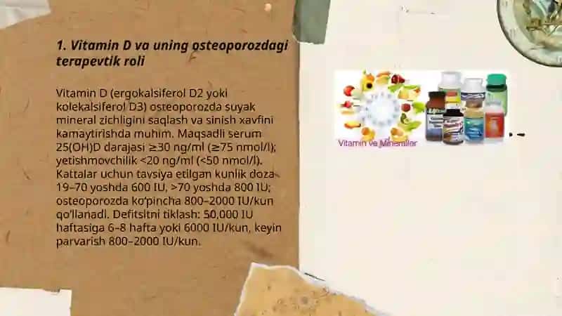 Vitaminlar.Osteoporozni davolash vositalari 3