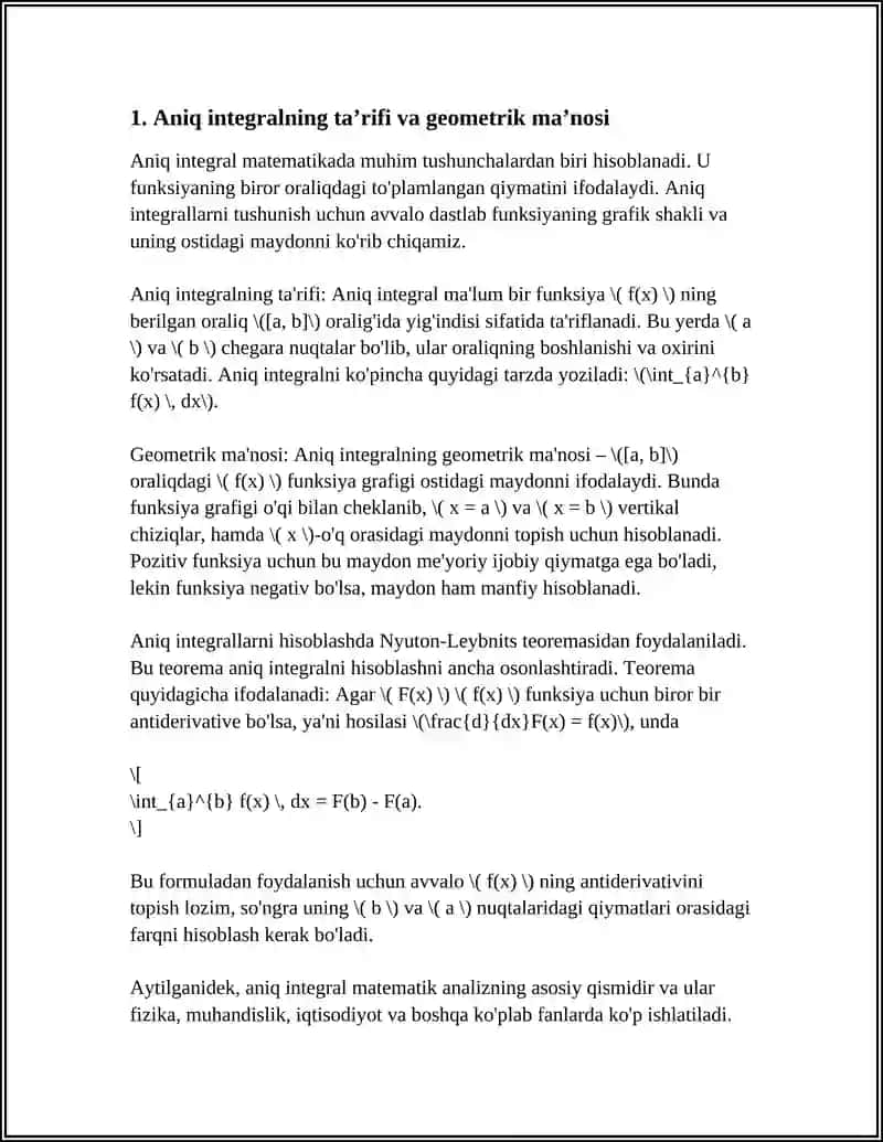 ANIQ INTEGRAL VA UNING XOSSALARI 3