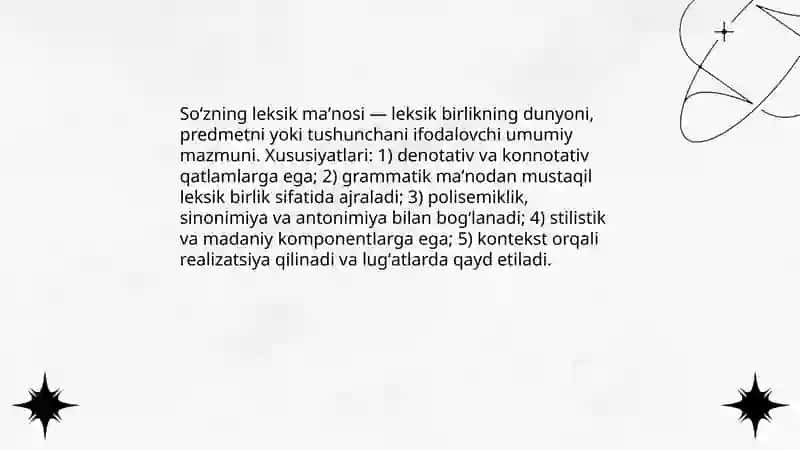Soʻzning leksik maʼnosi.Etimalogiya 3