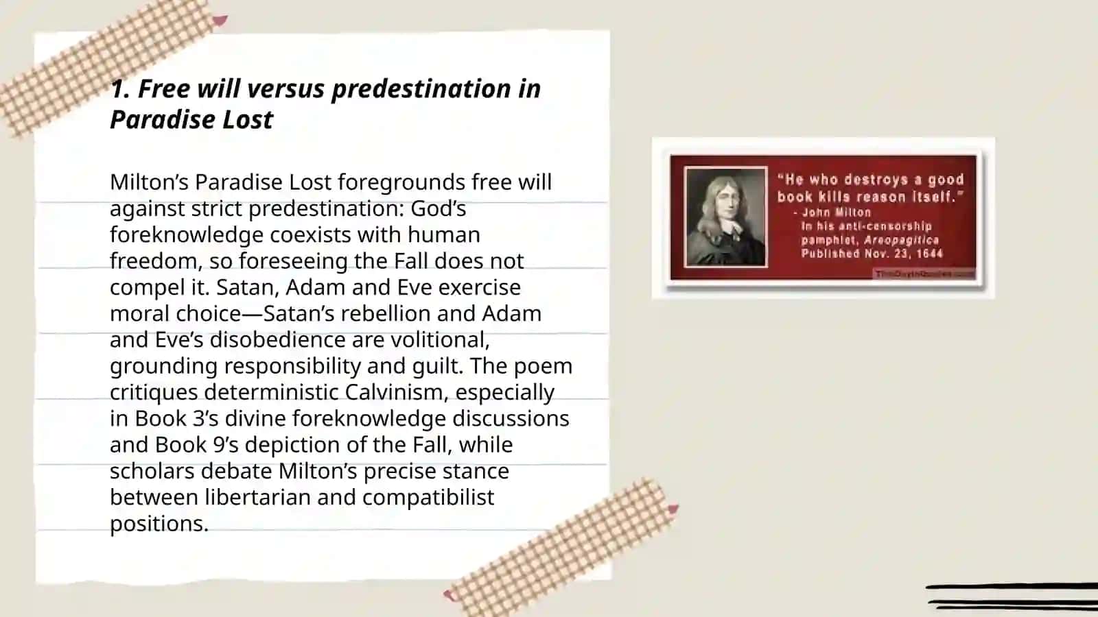 Description of religious and life problems in the works of John Milton 3