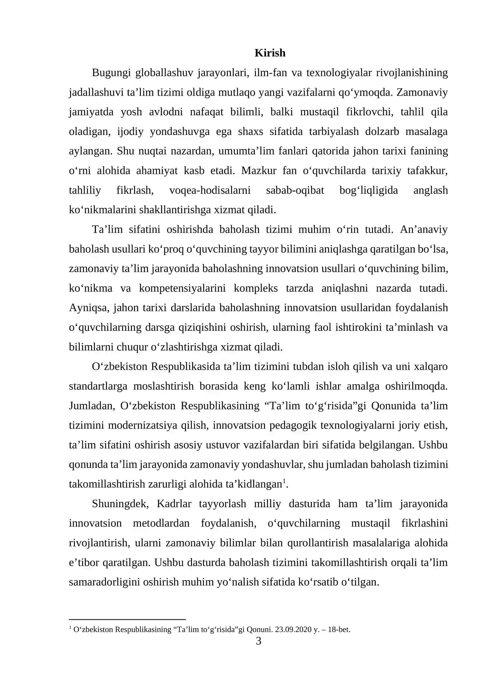 JAHON TARIXI DARSLARIDA BAHOLASHNING NAZARIY ASOSLARI VA AMALIY QO'LLANILISHI 3