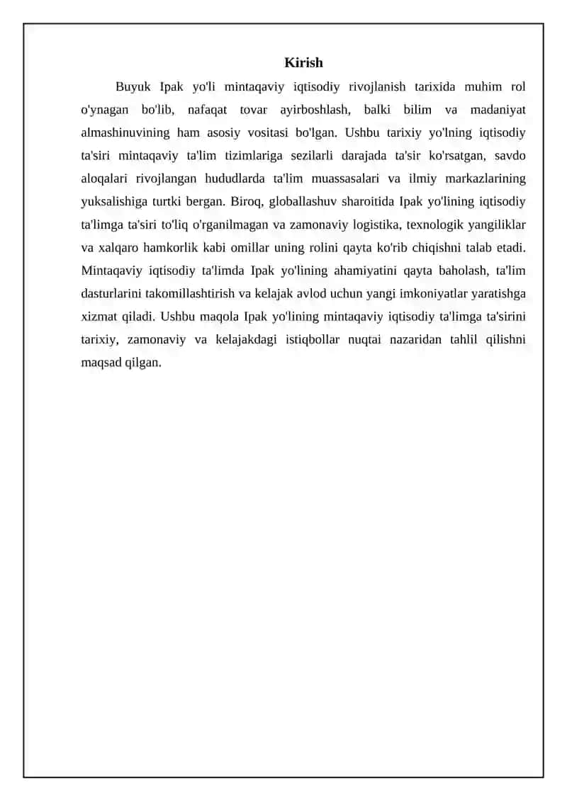 Ipak yo‘lining mintaqa iqtisodiy ta‘limotidagi o‘rni 3