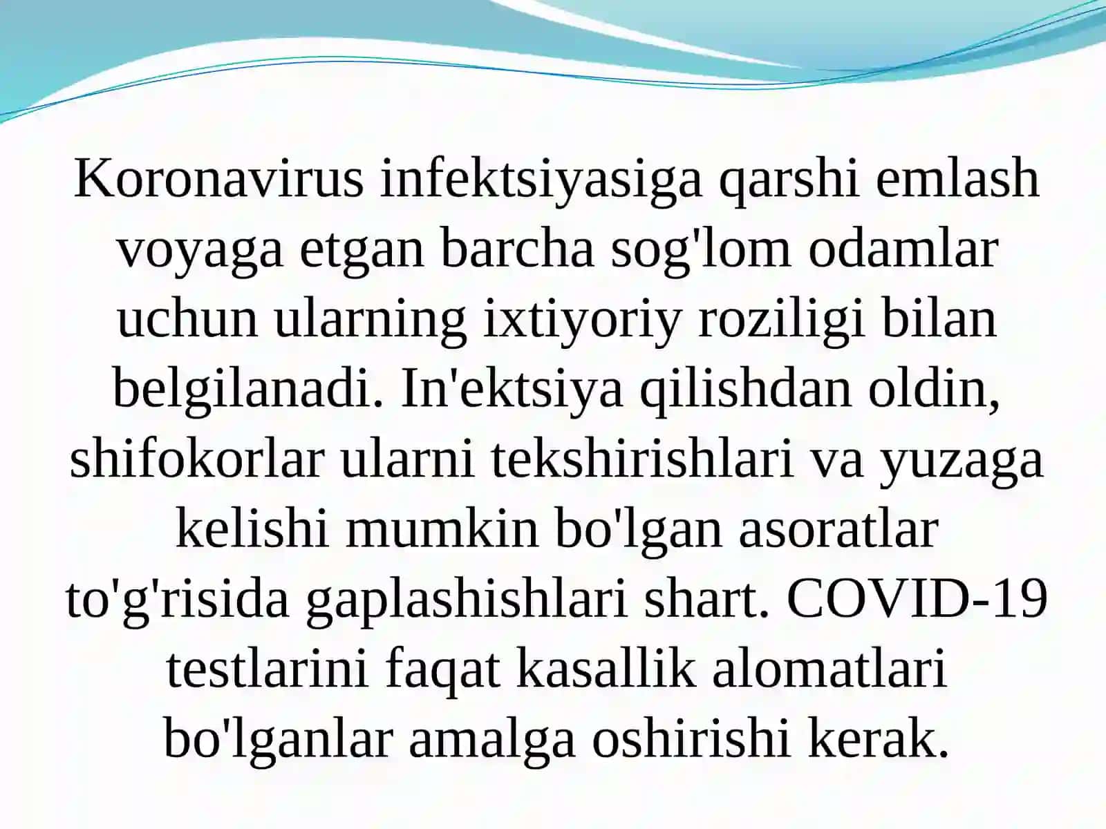 COVID-19ga qarshi emlash chora-tadbirlari 3