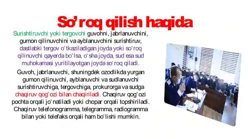 Guvoh va jabrlanuvchini so'roq qilish 3