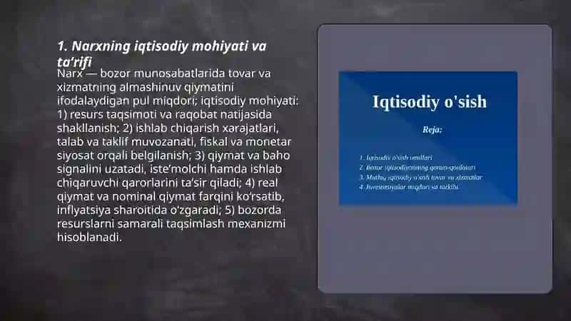 Narxning mohiyati va shakillanish xususiyatlari 3