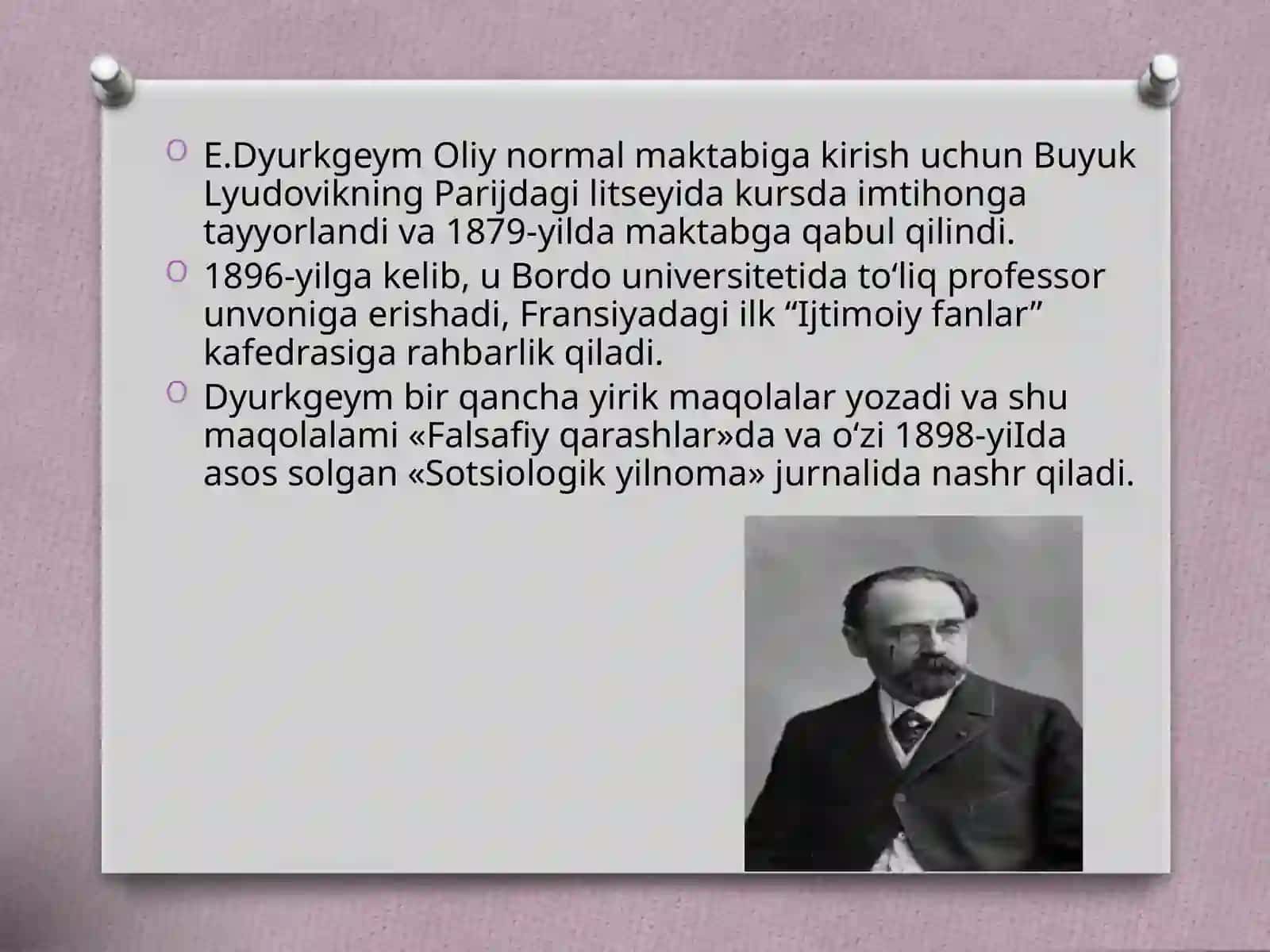 E.Dyurkgeymning «Ijtimoiy mehnat taqsimoti» asari 3