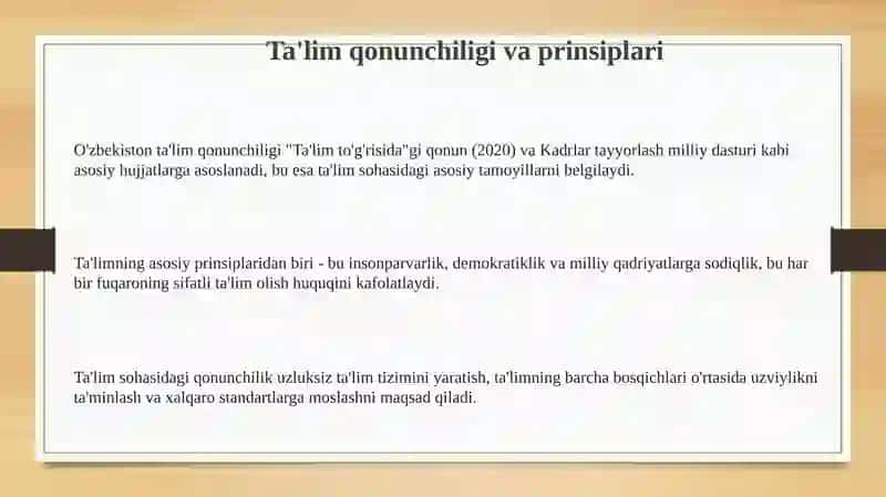 Ta'lim qonunchiligi va asosiy prinsiplari 3