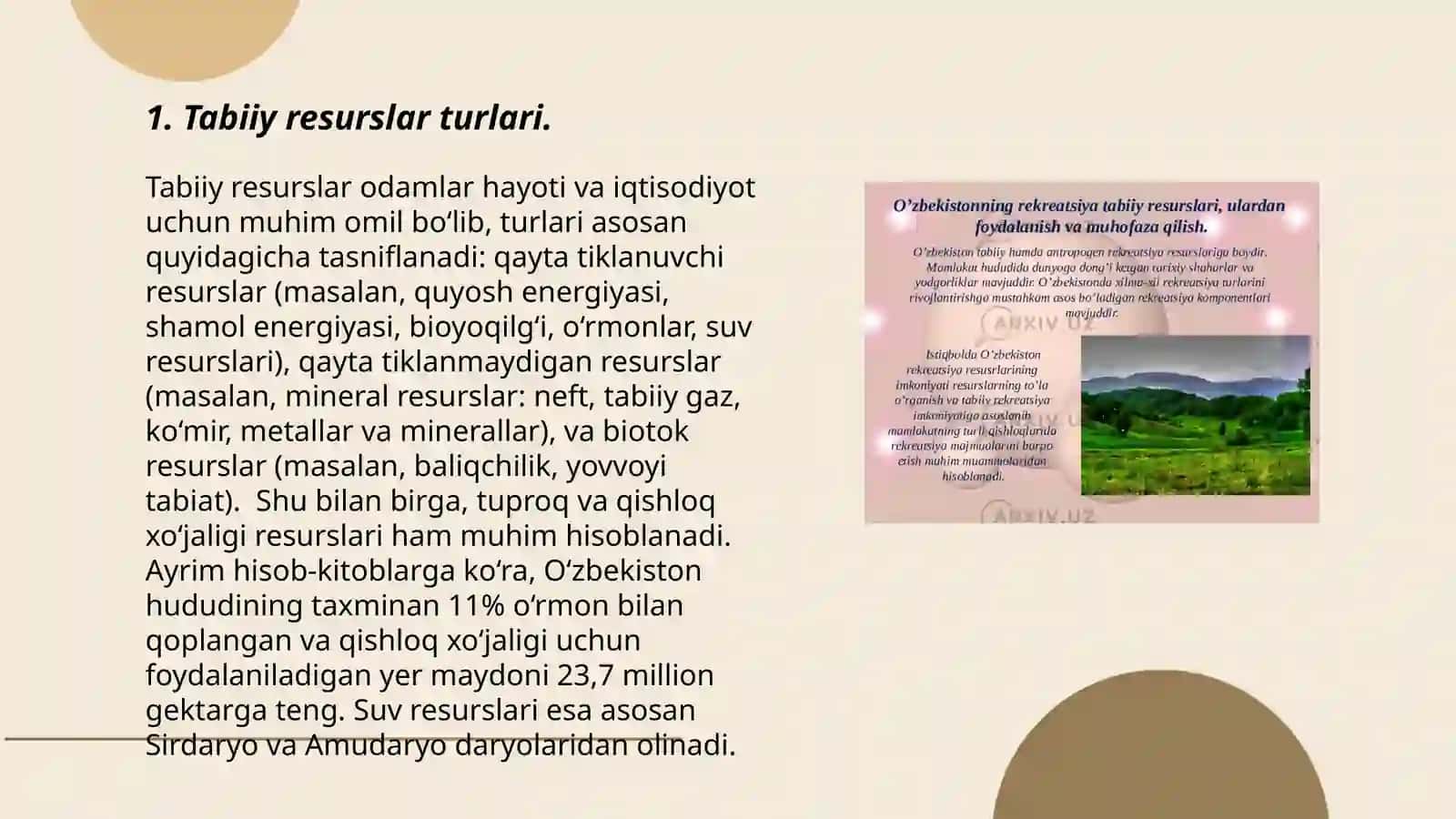 Tabiiy Resurslar va Ular Klassifikatsiyasi 3