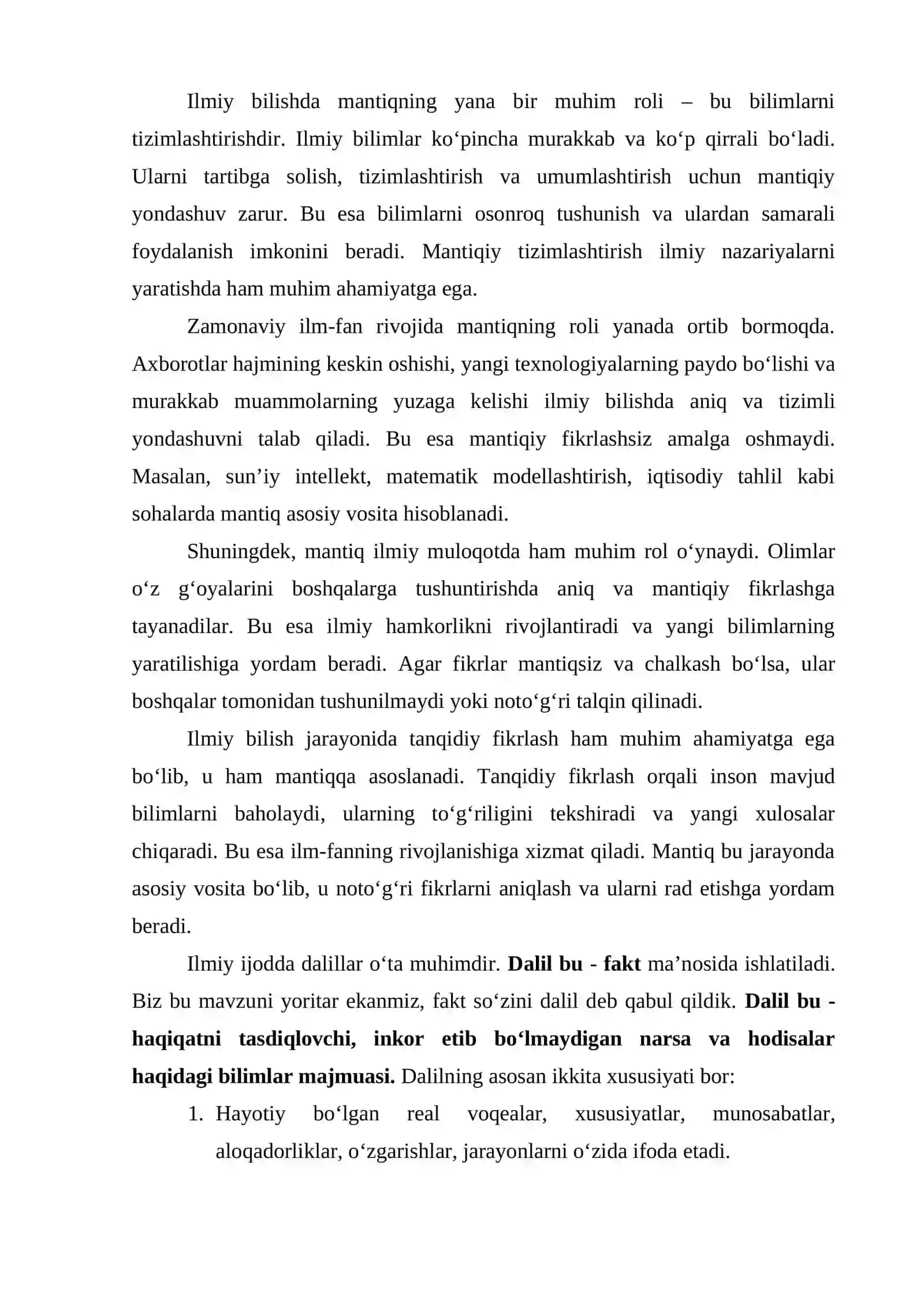 ILMIY BILISH VA DALILLASHDA MANTIQNING ROLI 3