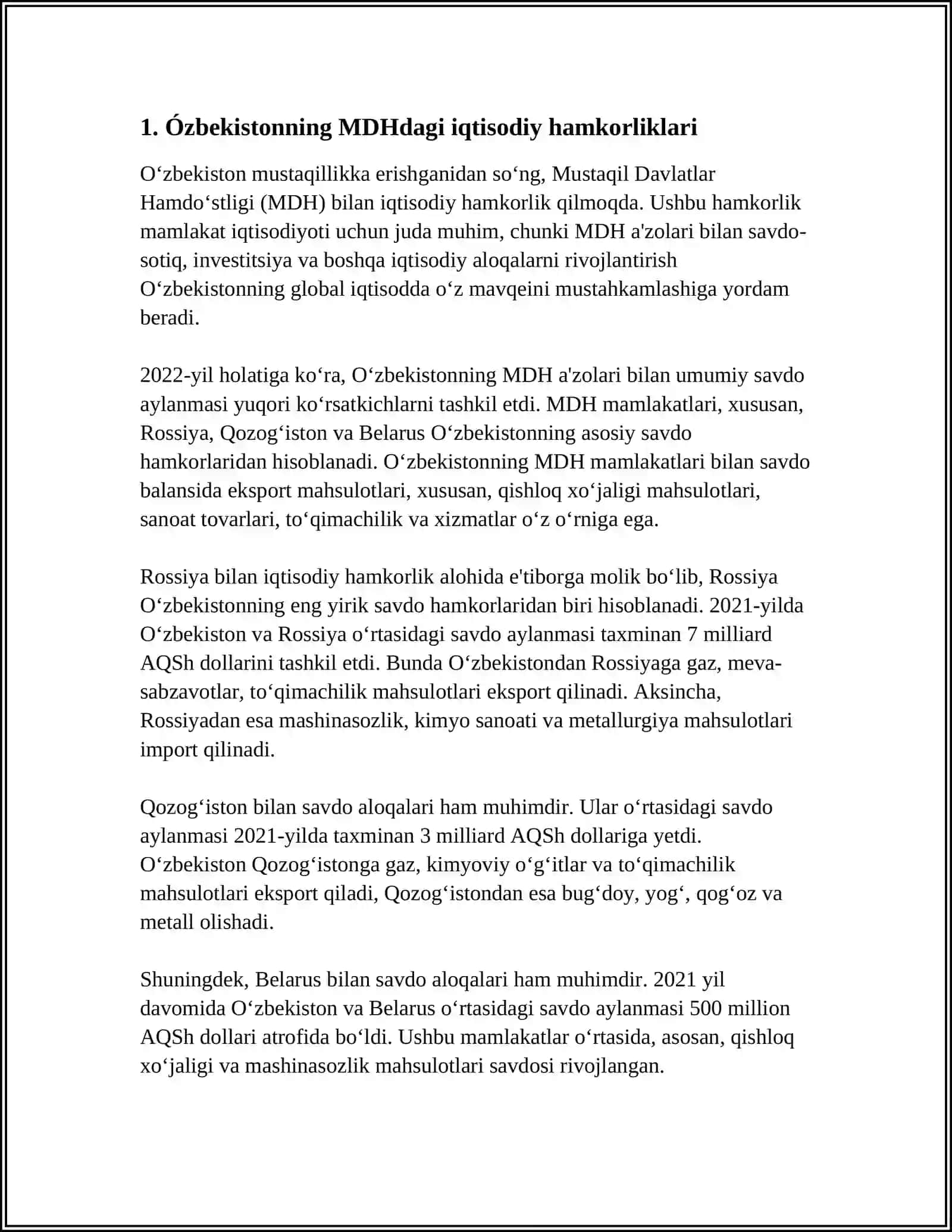 ÖZBEKISTONNING MDH DAGI ÖRNI VA MAVQEYINI OSHIB BORISHI 3