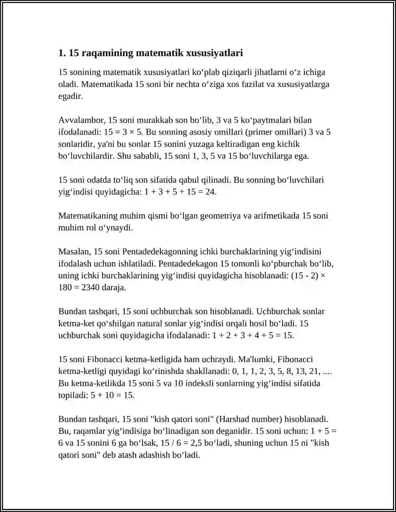 15 sonining matematik xususiyatlari 3
