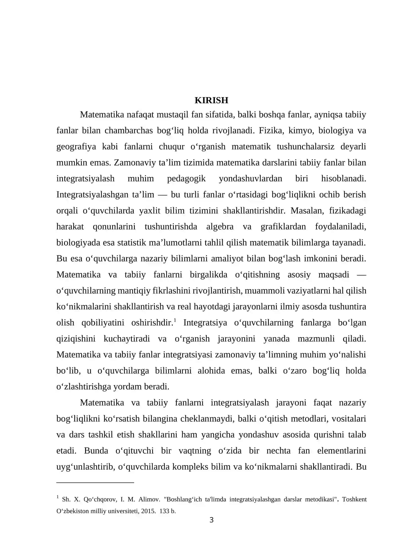 Metamatika darslarini integratsiyalash: matematika va tabiiy fanlar 3
