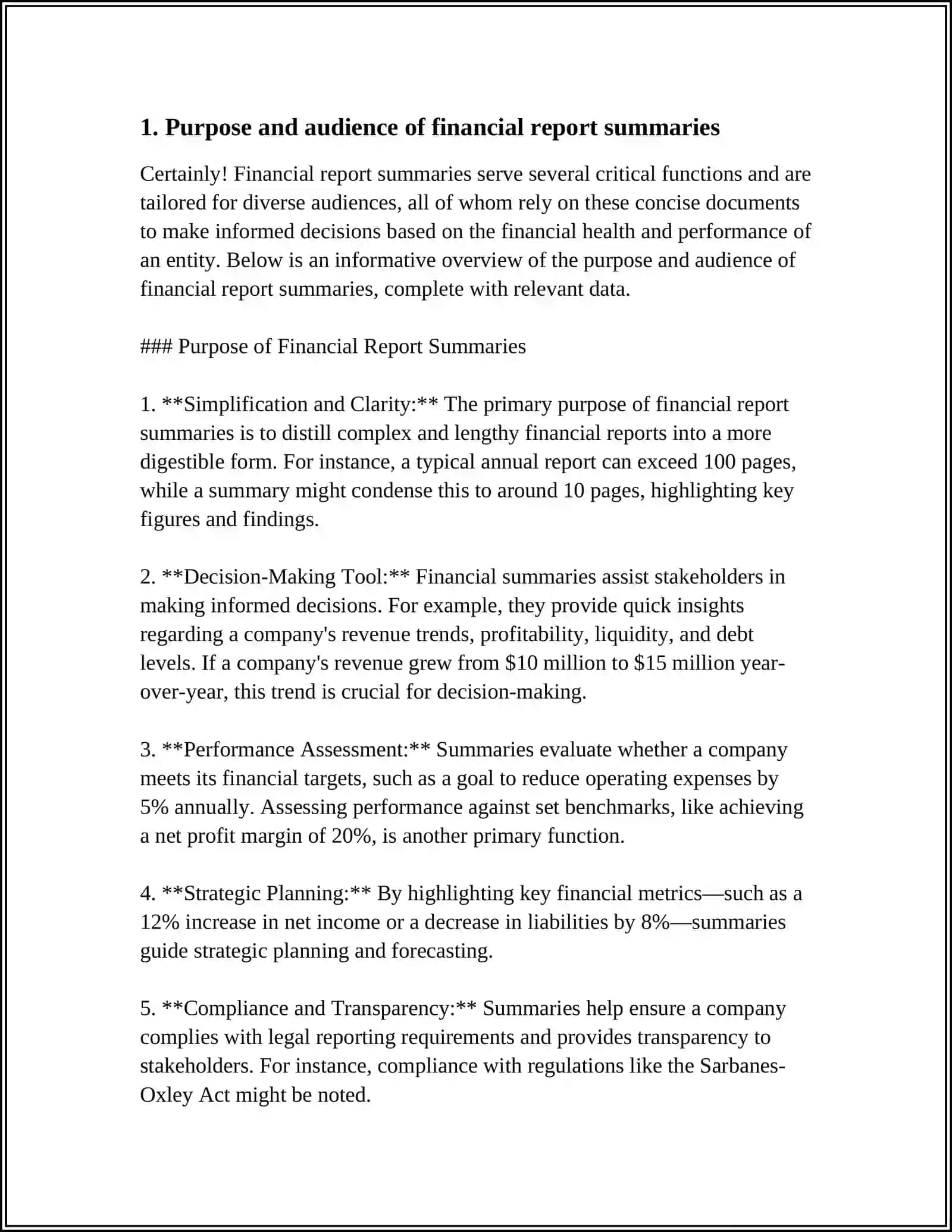 PREPARING SUMMARIES OF FINANCIAL REPORTS 3
