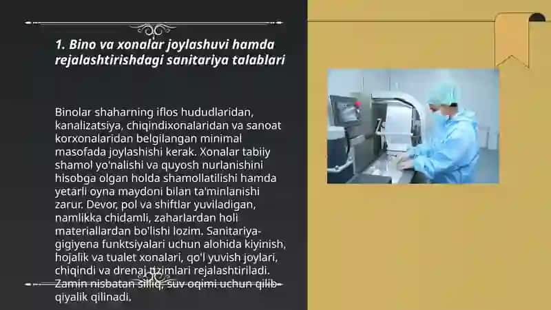 Bino va xonalar joylashuvi hamda rejalashtirishdagi sanitariya talablari 3