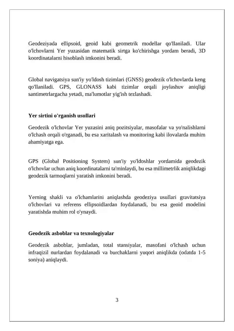 Geodezik oʻlchovlar orqali yer yuzasini tahlil qilish 3