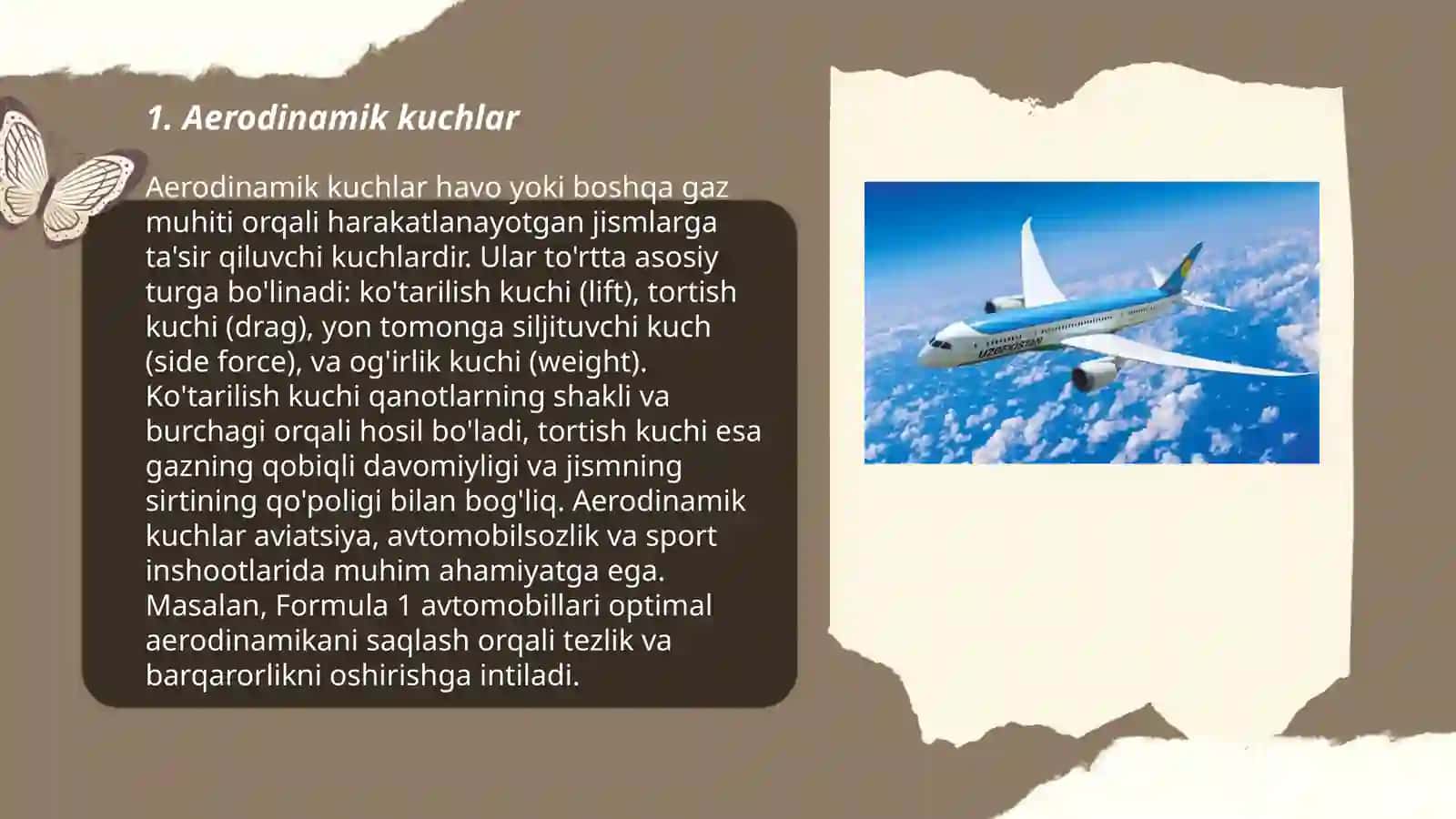Samolyot qanotiga ta'sir qiluvchi kuchlar 3