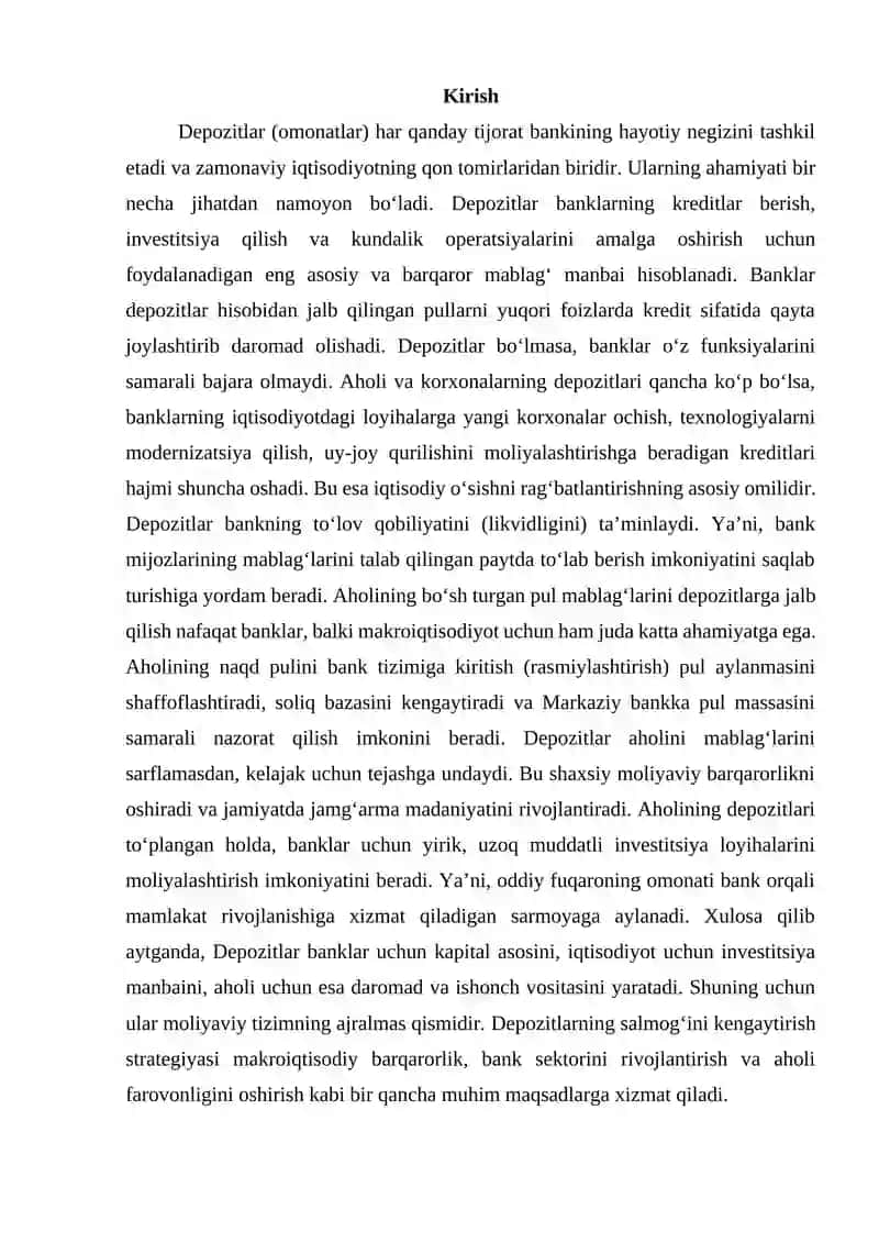 Depozitlar va ularning salmogʻini kengaytirish istiqbollari 3