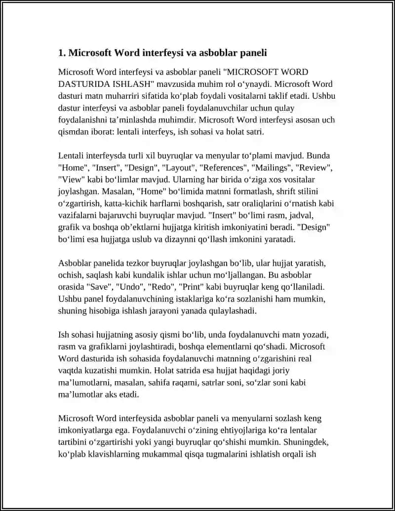 MICROSOFT WORD DASTURIDA ISHLASH 3