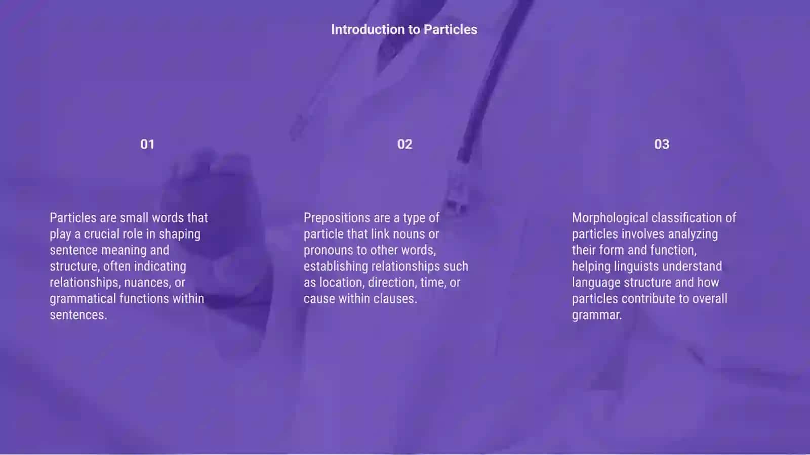 The particl. The preposition. Morphological classification 3