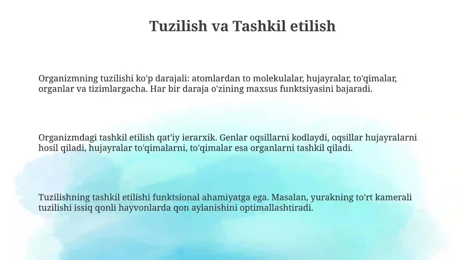 Organizm murakkab sistema sifatida 3