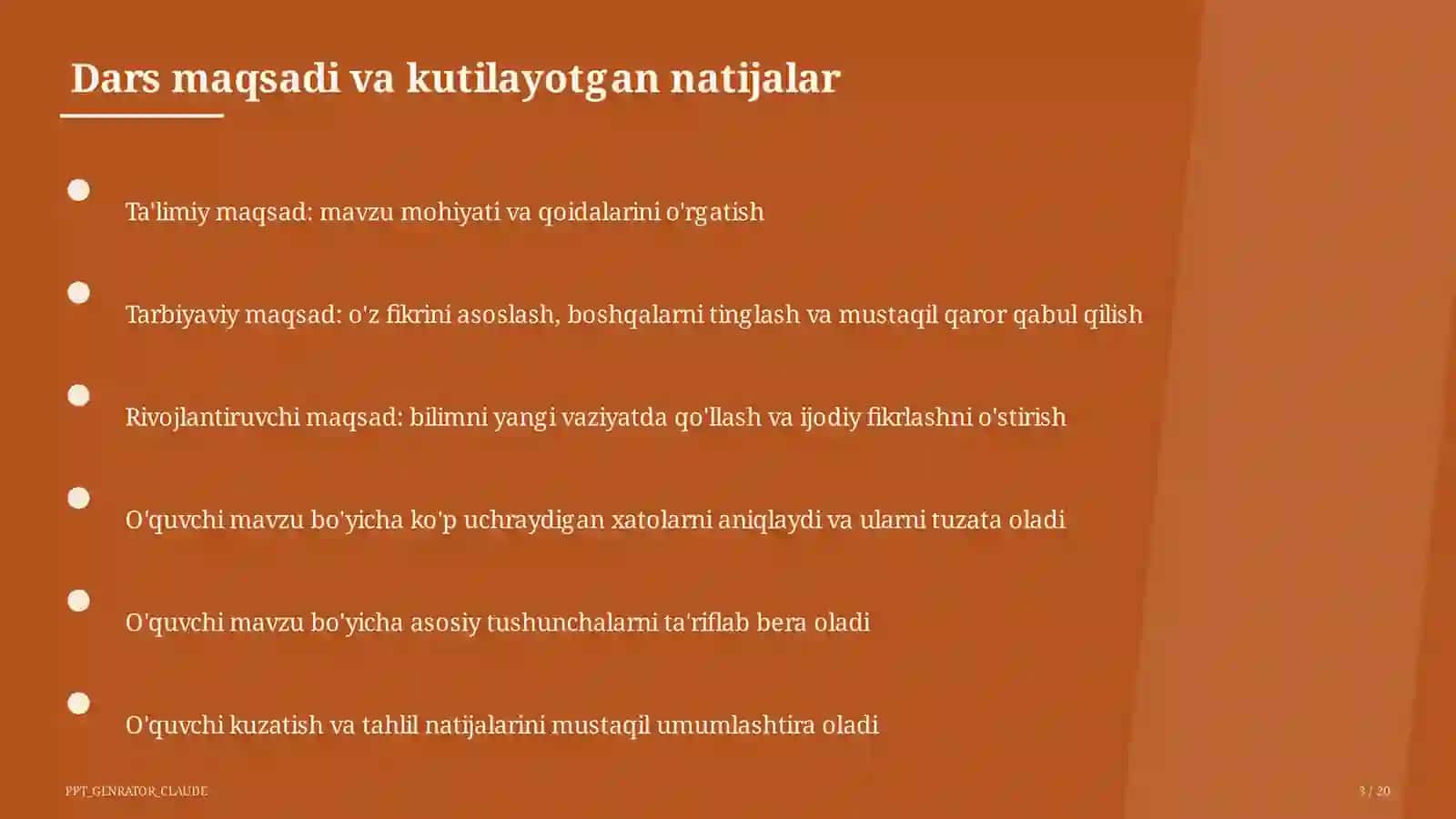 Dars rejasi 3