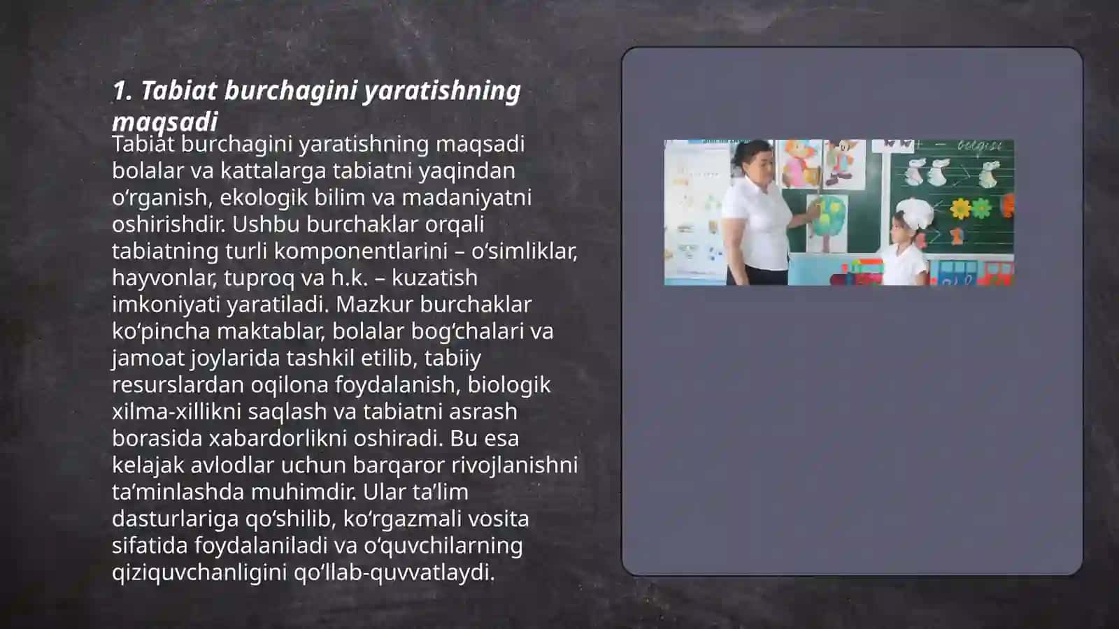 Tabiat burchagini yaratishning maqsadi 3