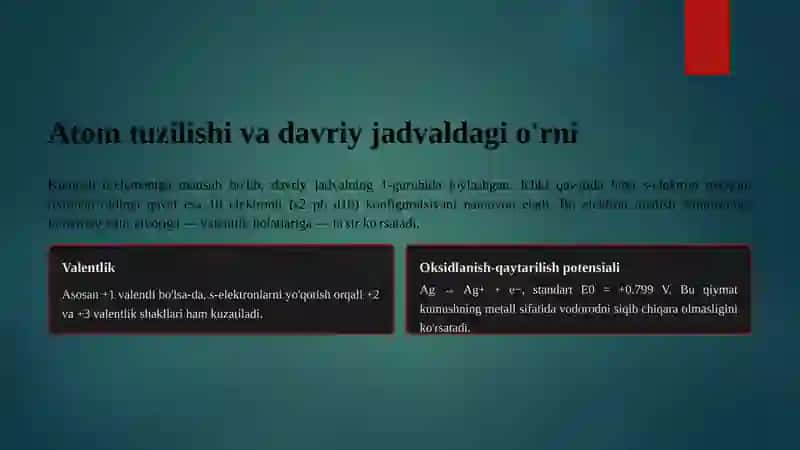 Kumushning fizikaviy va kimyoviy xossalari 3