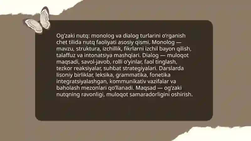Chet tilida nutq faoliyati turlarini oʻrganish 3