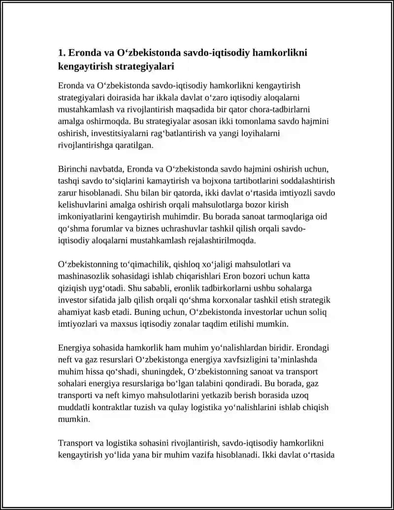 ERON VA OʻZBEKISTON MODERNIZATSIYA VA IQTISODIY HAMKORLIK 3