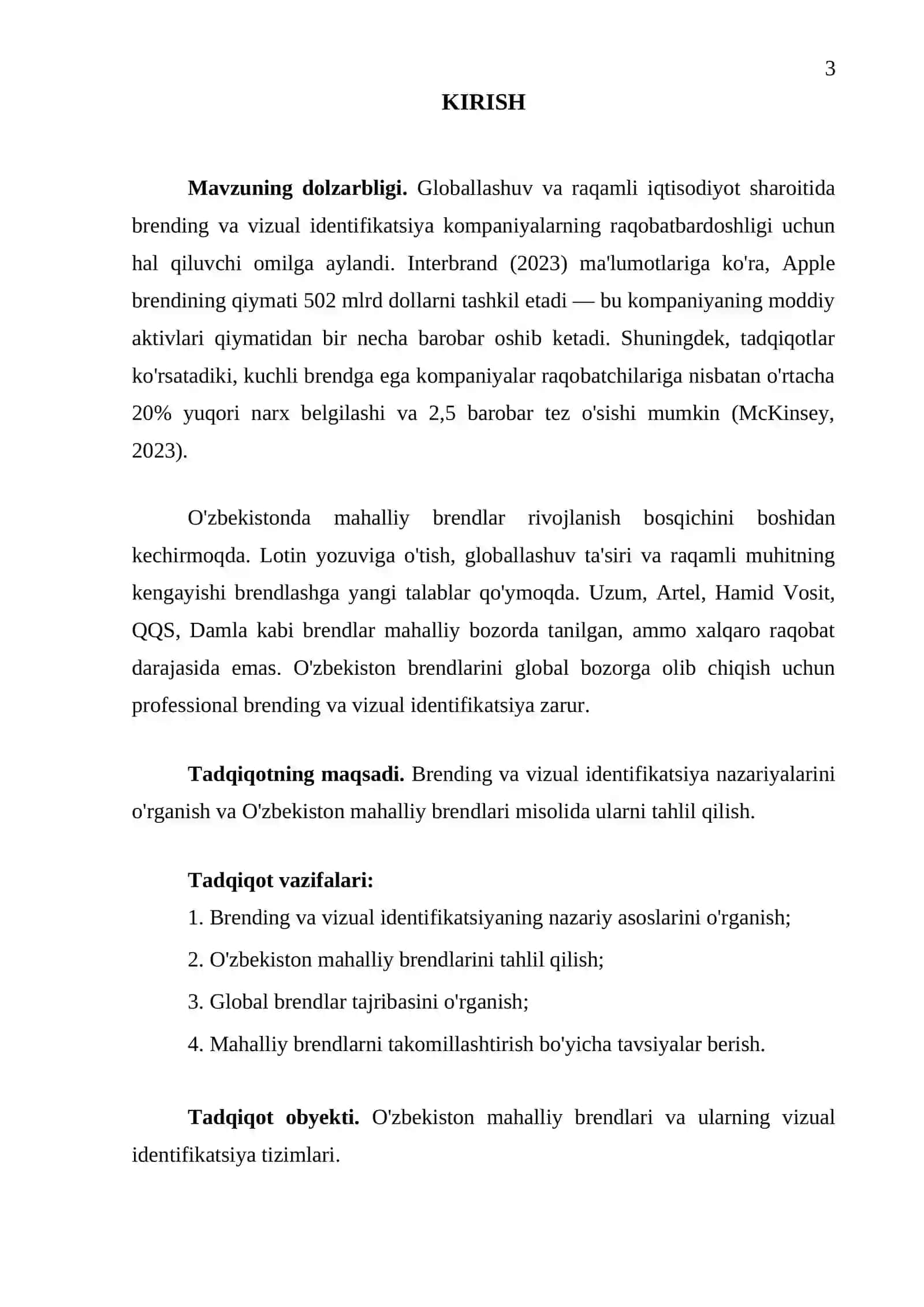 "Brending va vizual identifikatsiya — mahalliy brendlar misolida" 3