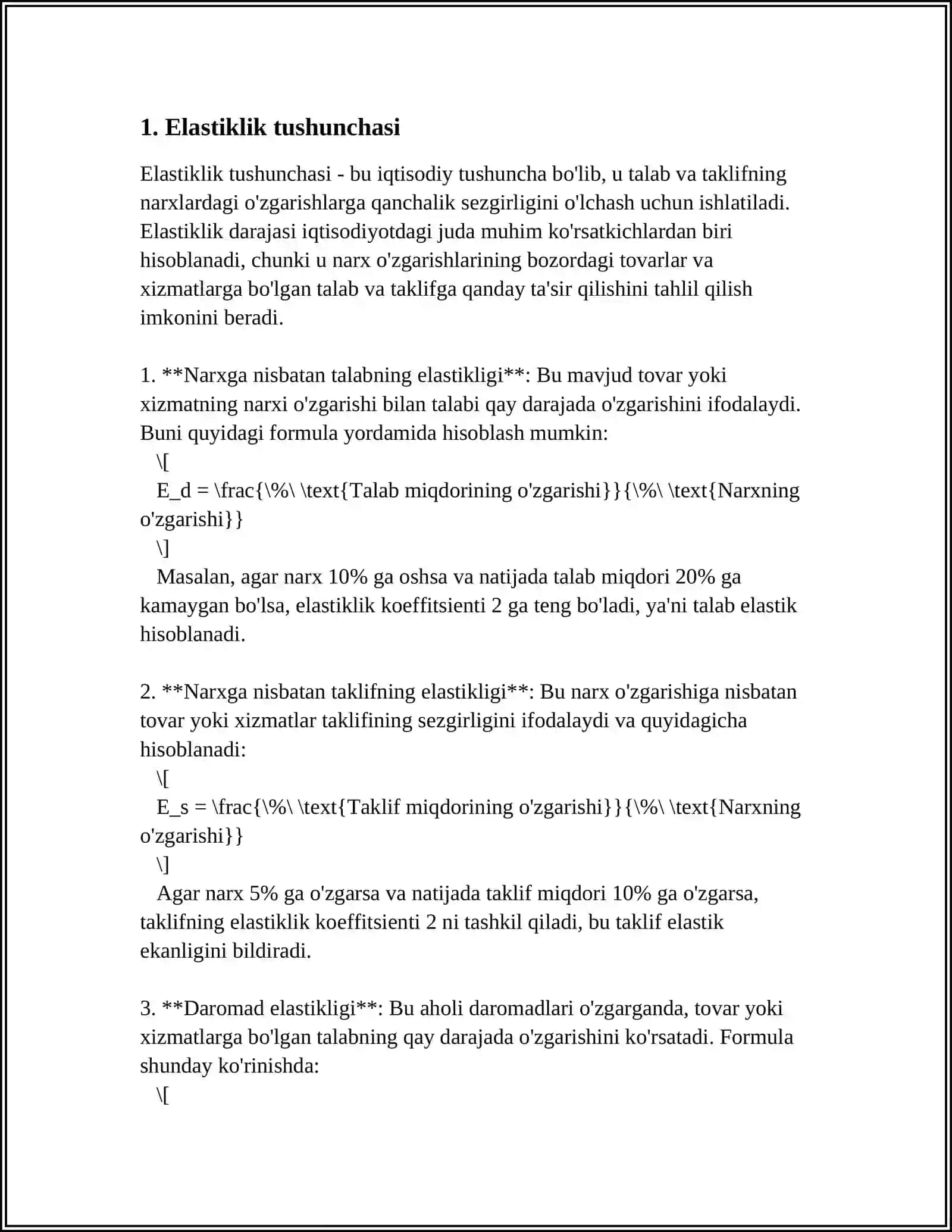 ELASTIKLIK TUSHUNCHASI VA UNING TURLARI 3
