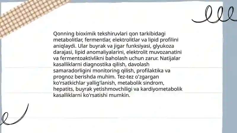 Qonning bioximik tekshiruv natijalari 3