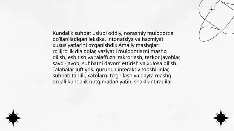 O‘zbek tili nutq uslublarini amaliy mashqda o‘rganish 3