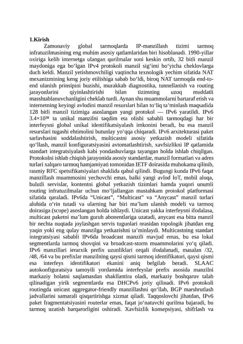 IPv6 protokoli, manzil turlari 3