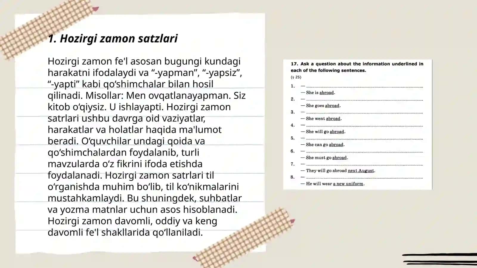 Hozirgi zamon satzlari 3
