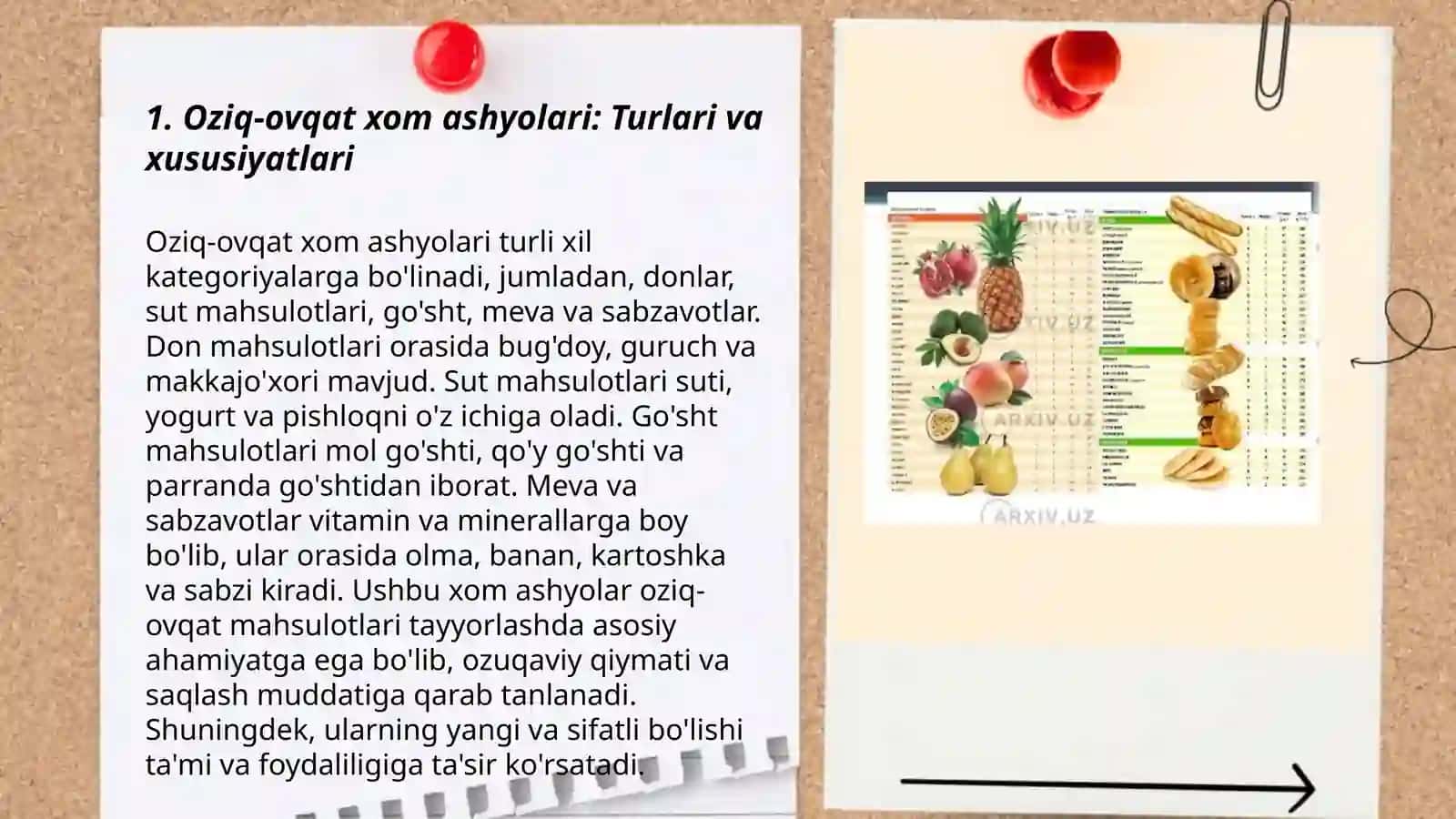 Oziq ovqat mahsulotlarini ishlab chiqarishning xom ashyolari 3