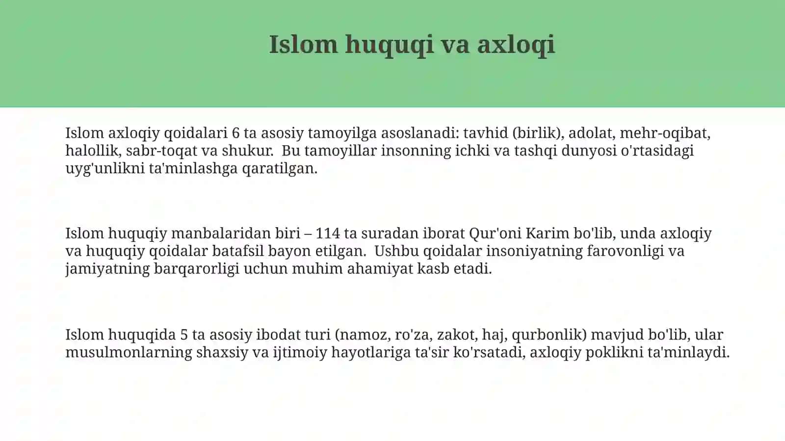 Islom Dinining Asosiy Tamoyillari 3