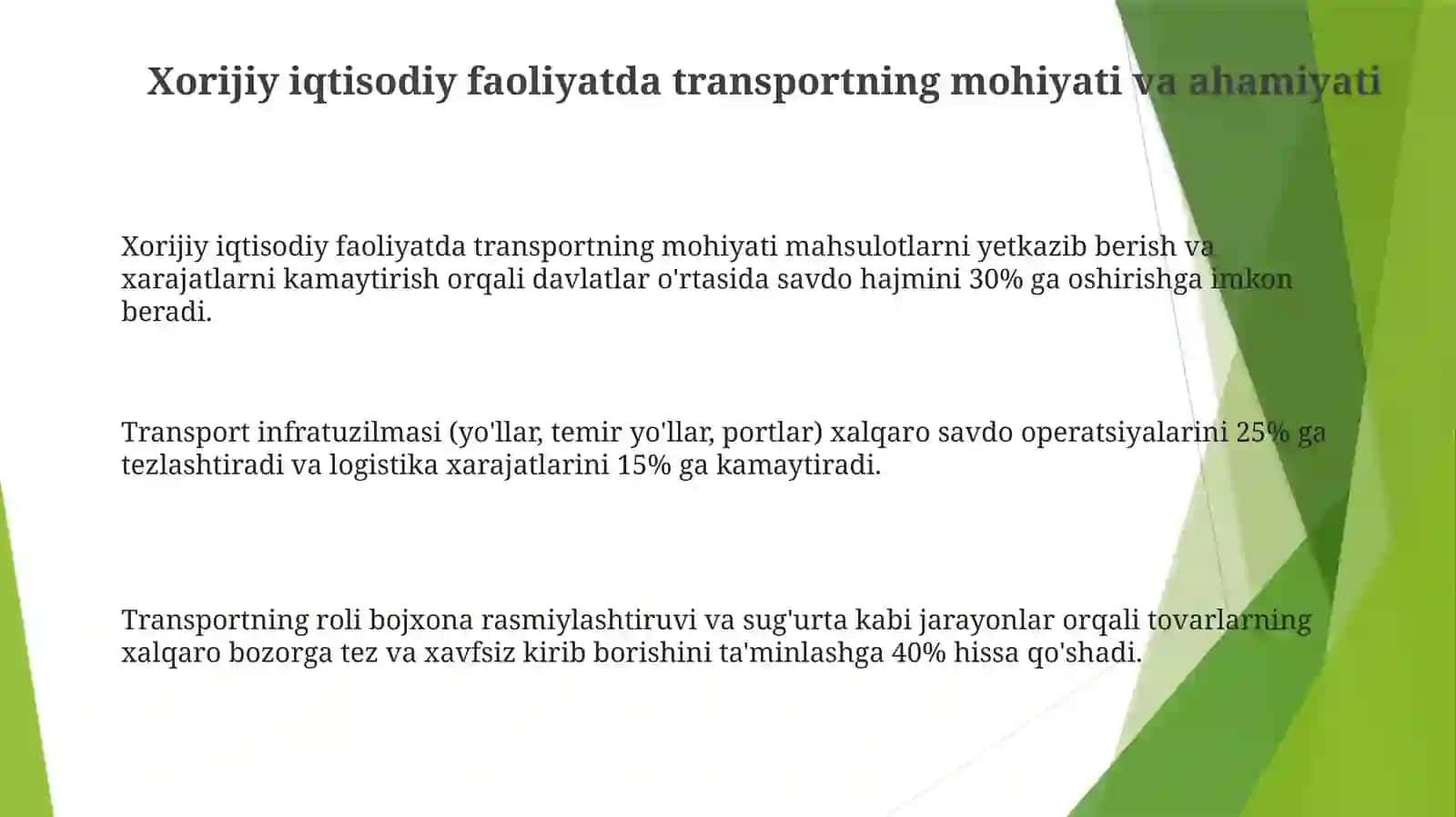 Tashqi  iqtisodiy faoliyatda transport va uning ahamiyati 3