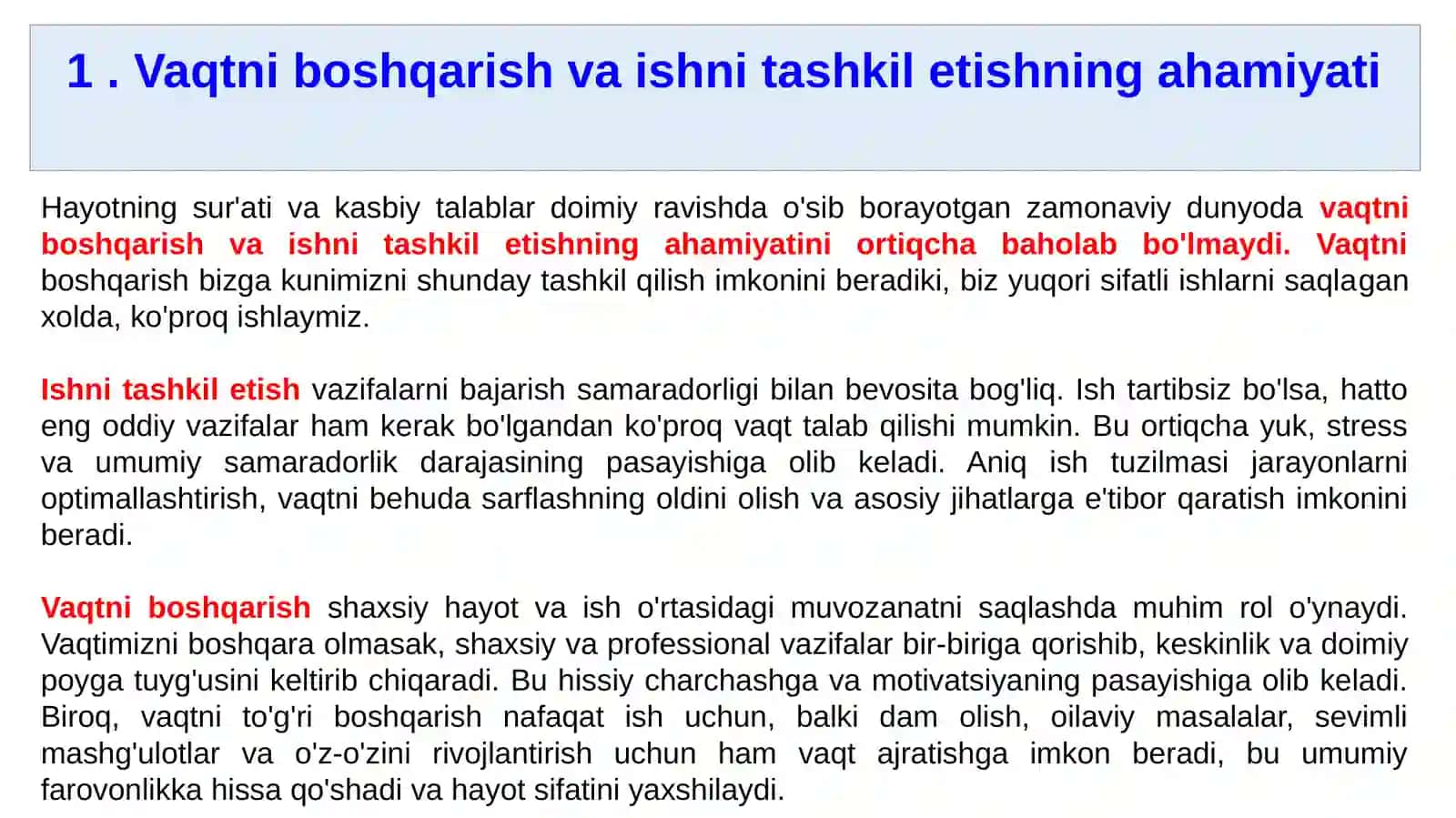 Vaqtni boshqarish va ishni tashkil etish 3