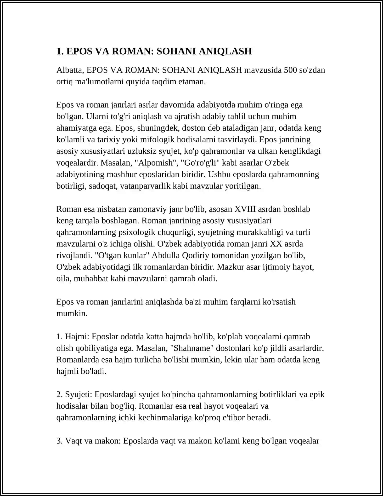 EPOS VA ROMAN: SOHANI ANIQLASH 3