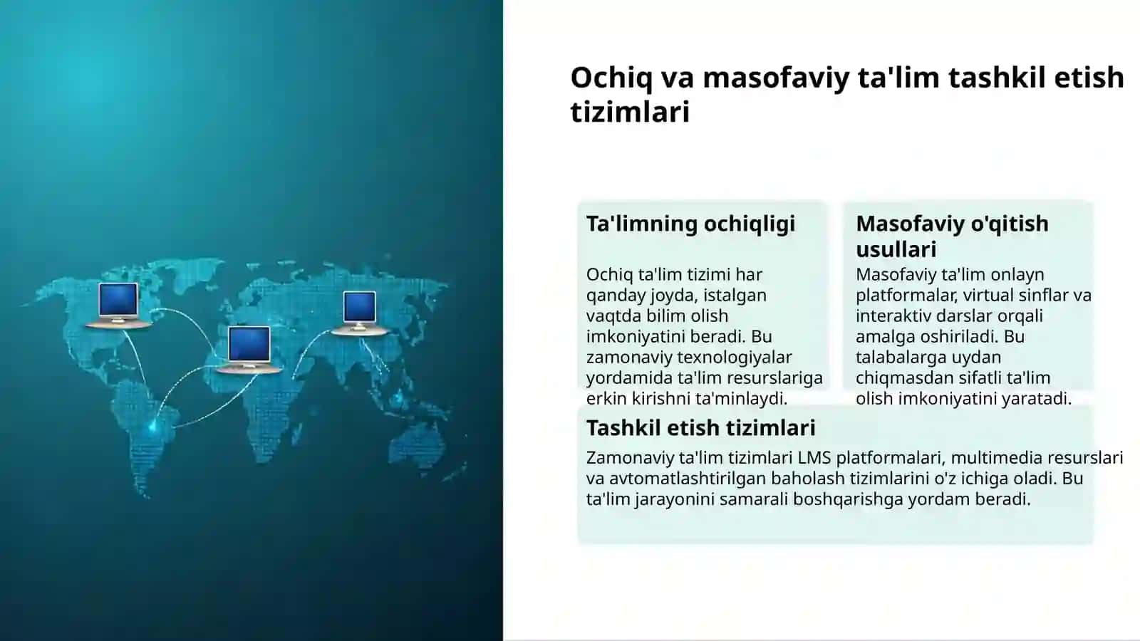 Ta'lim tashkil etish: turlari va shakllari 3