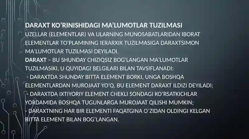 Dasturiy injiniring yo'nalishiga oid ma'lumotlar tuzilmasi 3