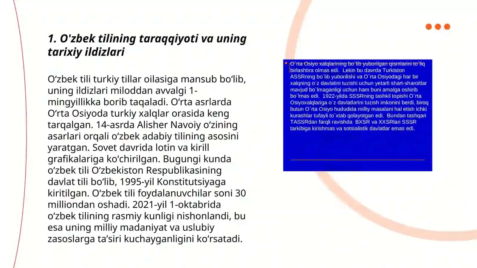 O'zbek tilining rivojlanish tarixi va bosqichlari 3