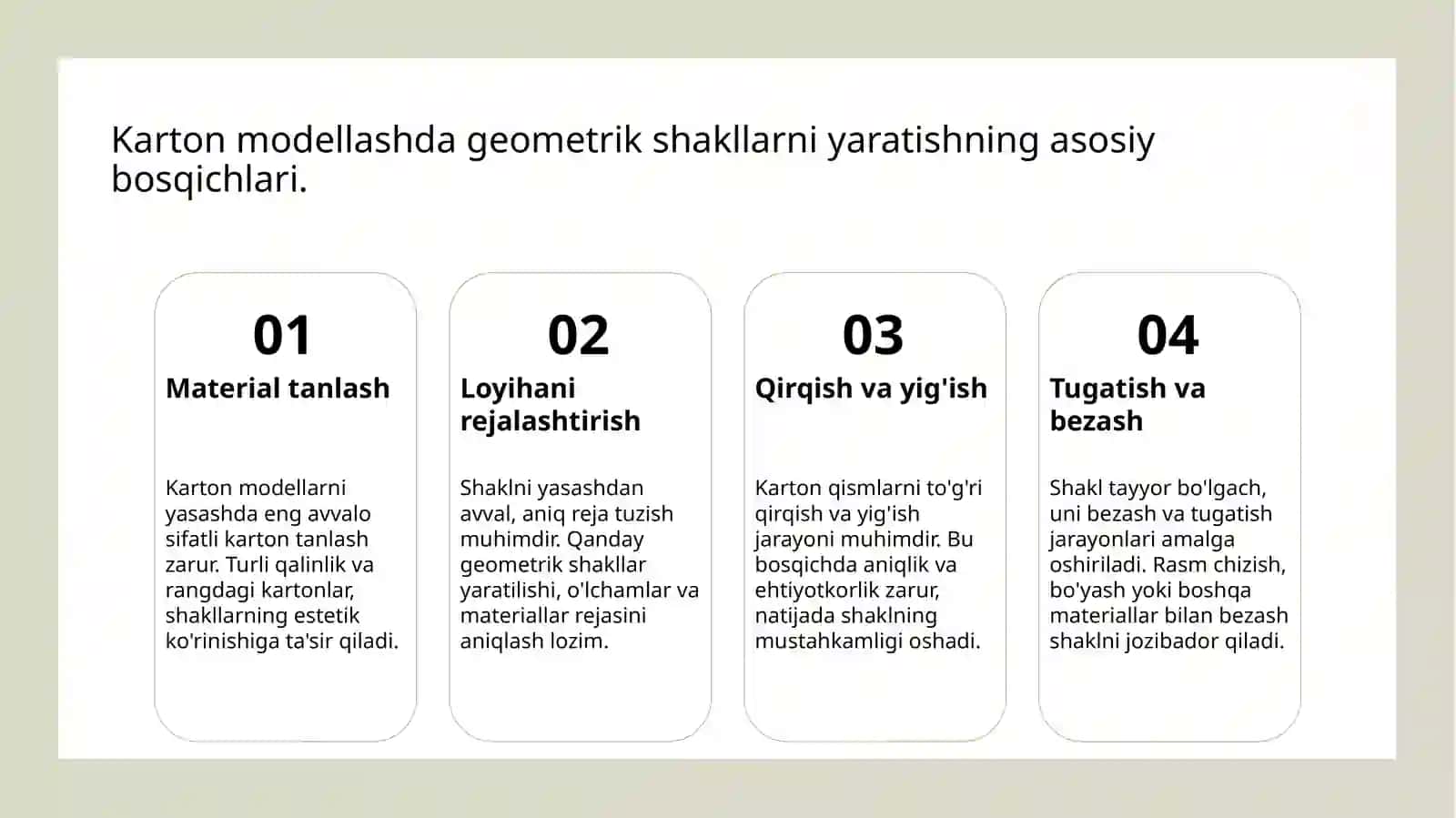 Karton Geometrik Shakllarni Yasash 3