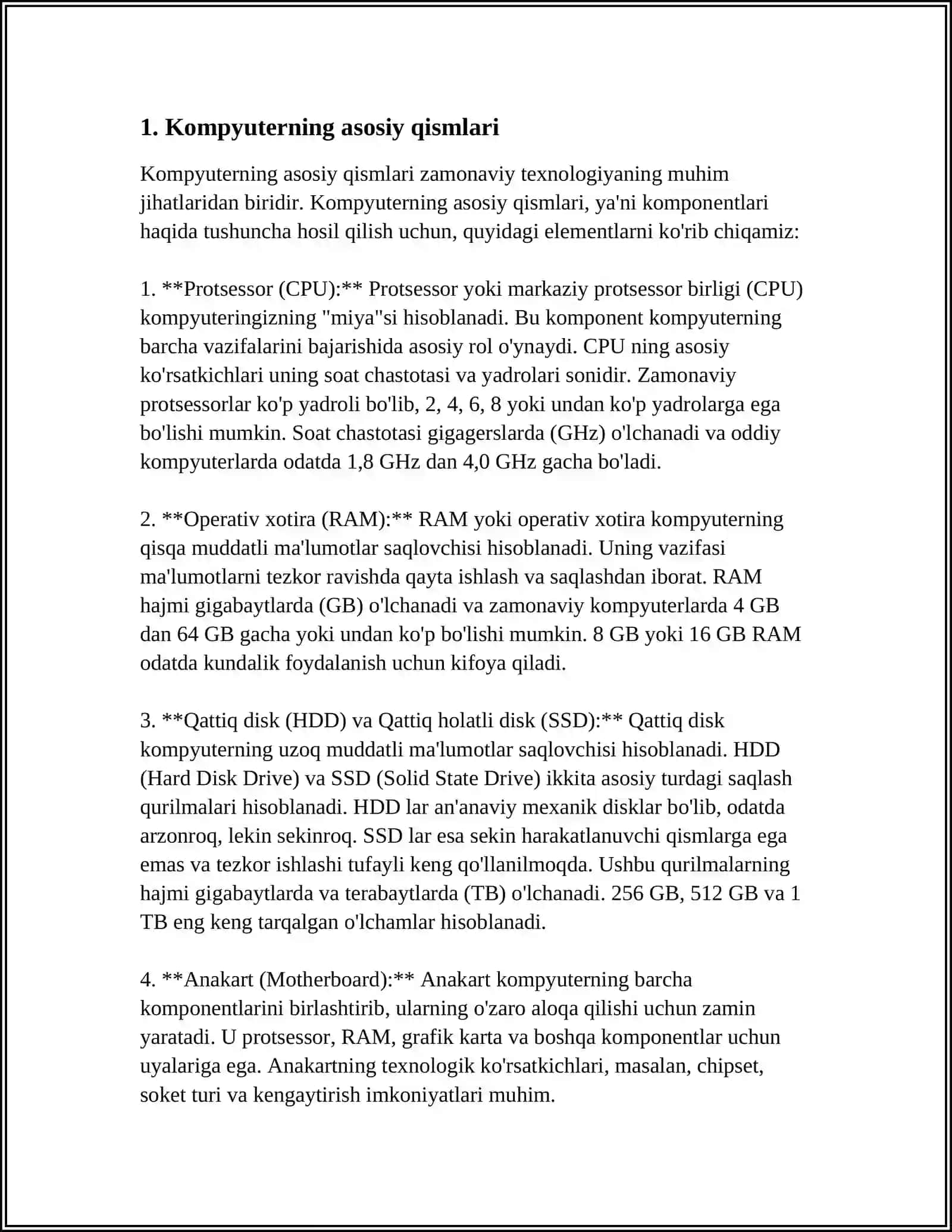 Kompyuterning asosiy qismlari 3